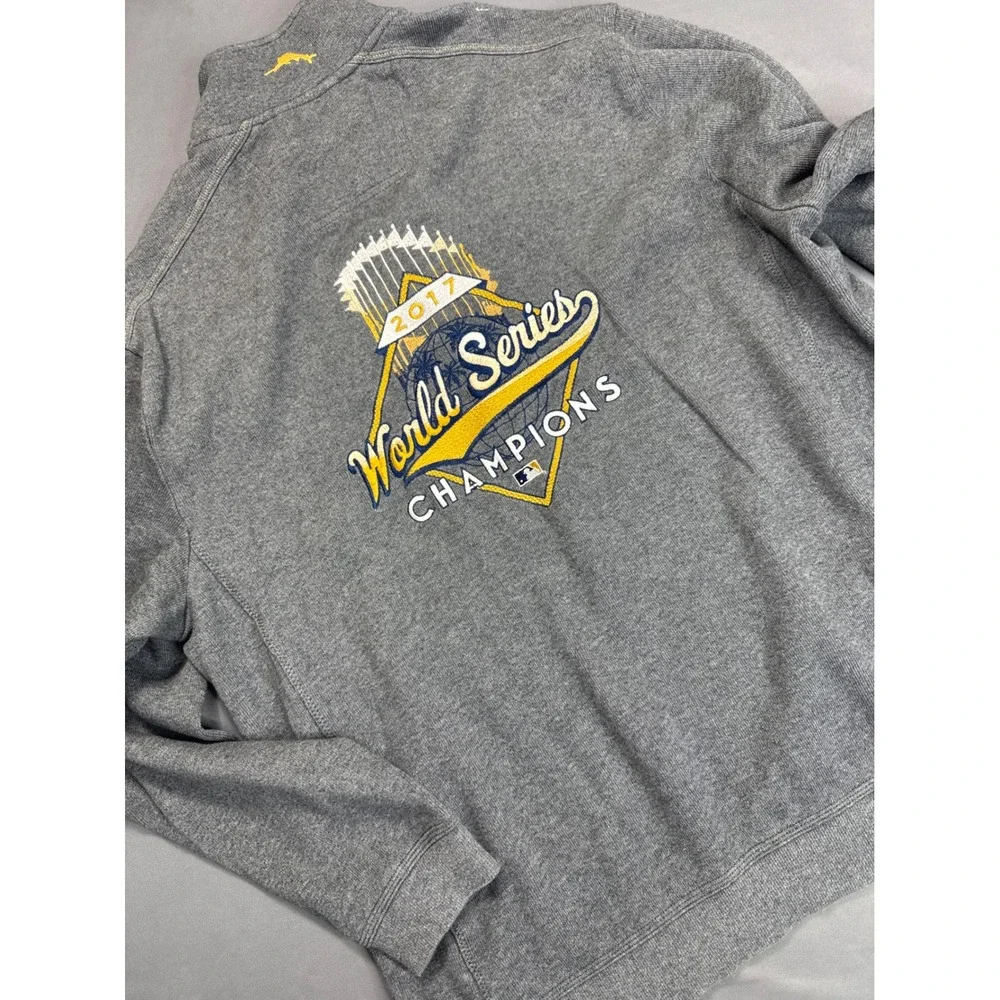Tommy Bahama Houston Astros 2017 World Series Champions Gray Quarter Zip Mens L